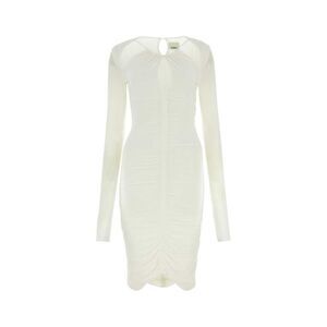 ISABEL MARANT Ruched Long Sleeve Keyhole Mini Dress Women WHITE Dresses
